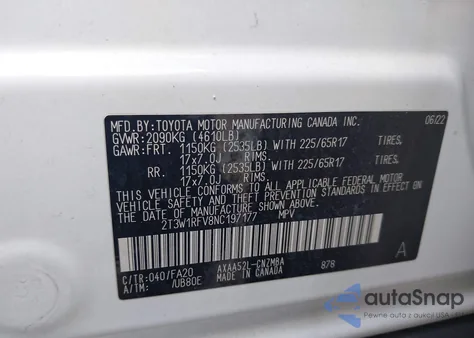 2022 Toyota Rav4 Xle из США, поврежденный, VIN 2T3W1RFV8NC197177